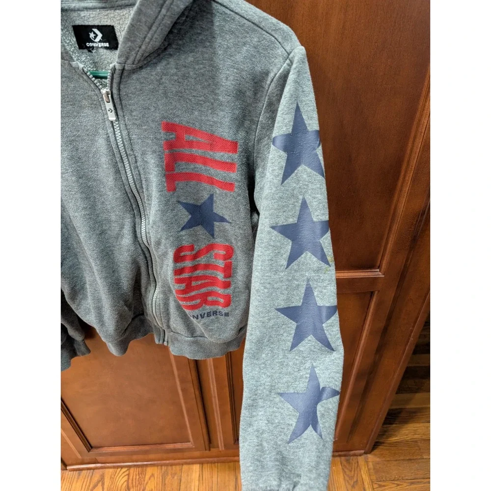 Kids Converse All Star Gray‎ Zip Up Hoodie Cotton Polyester Blend Size Large